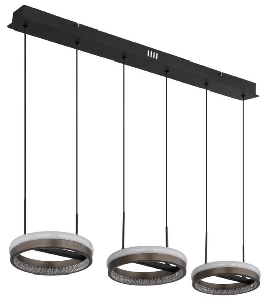 GLOBO 67179H2 DELLA závěsné svítidlo LED 40W 4600/1400lm 3000+4000+6000K černá, šedá, křišťálový efekt
