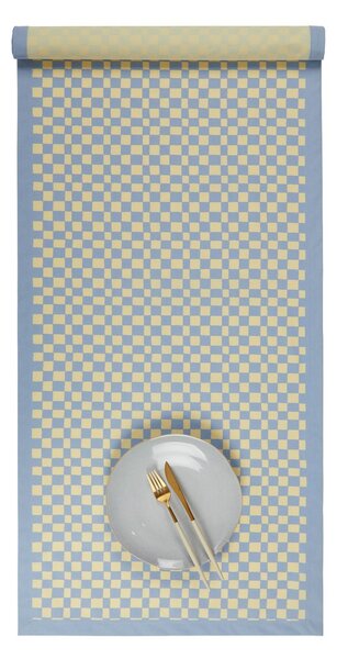 CHECKER STYLE Běhoun na stůl 50 x 160 cm - sv. modrá