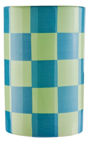 CHECKER Váza 20 cm - zelená/modrá