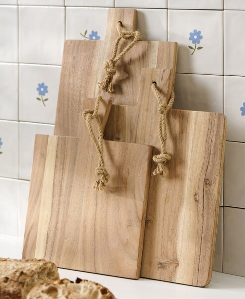 Dřevěné prkénko Accacia Wood / Rope handle Large