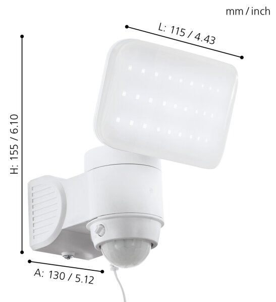 Eglo 98196 - LED Solární nástěnné svítidlo se senzorem CASABAS LED/3,7V IP44