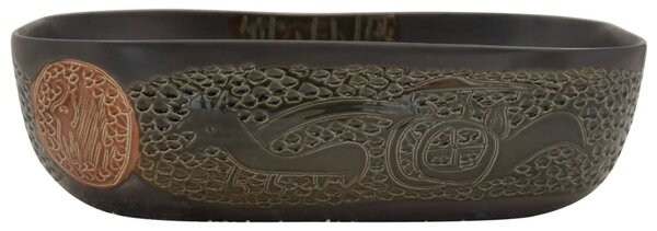 Umyvadlo na desku černé obdélník 48 x 37,5 x 13,5 cm keramika 155094