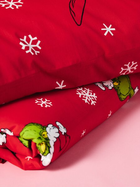 Sinsay - Bavlněný povlečení set s vánočním vzorem Grinch - červená