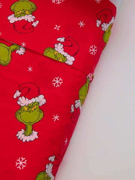 Sinsay - Bavlněný povlečení set s vánočním vzorem Grinch - červená