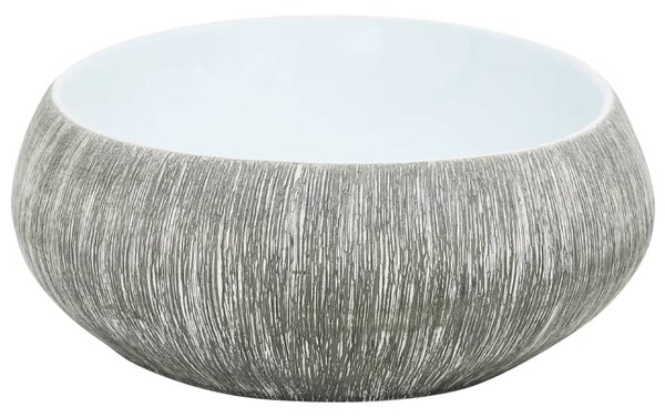 Umyvadlo na desku šedé a modré oválné 59 x 40 x 15 cm keramika 155093