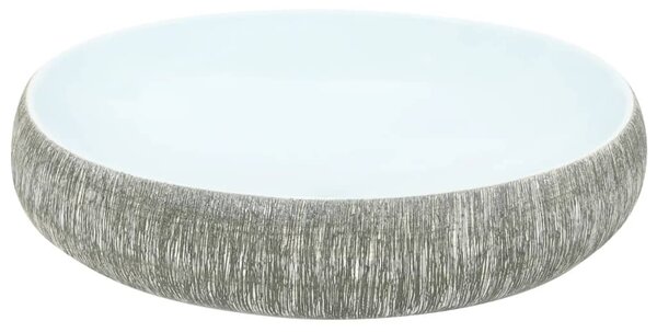 Umyvadlo na desku šedé a modré oválné 59 x 40 x 15 cm keramika 155093