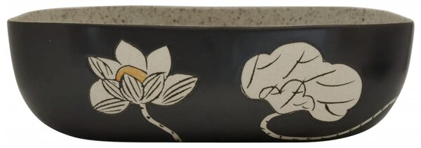 Umyvadlo na desku šedé a černé obdélník 48x37,5x13,5cm keramika 155098