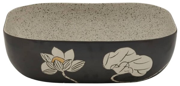 Umyvadlo na desku šedé a černé obdélník 48x37,5x13,5cm keramika 155098