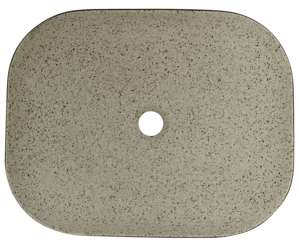 Umyvadlo na desku šedé a černé obdélník 48x37,5x13,5cm keramika 155098