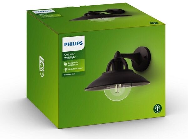Philips 17381/30/PN Cormorant venkovní nástenné svítidlo 1xE27 IP44 černá