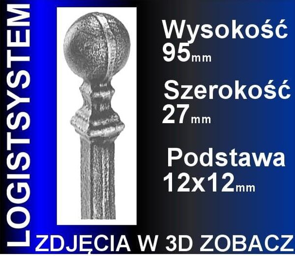 LogistSystem 1 ks ozdobná kovová špička – 95 x 27 mm (V x Š) / základna: 12 x 12 cm, dekorace na plot 40.095