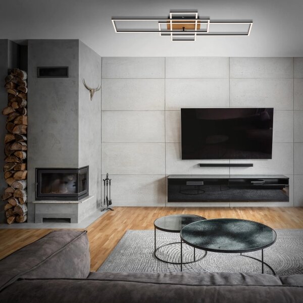 Brilo - LED Stmívatelný přisazený lustr FRAME LED/51W/230V černá/hnědá + DO