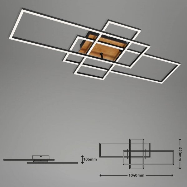 Brilo - LED Stmívatelný přisazený lustr FRAME LED/51W/230V černá/hnědá + DO