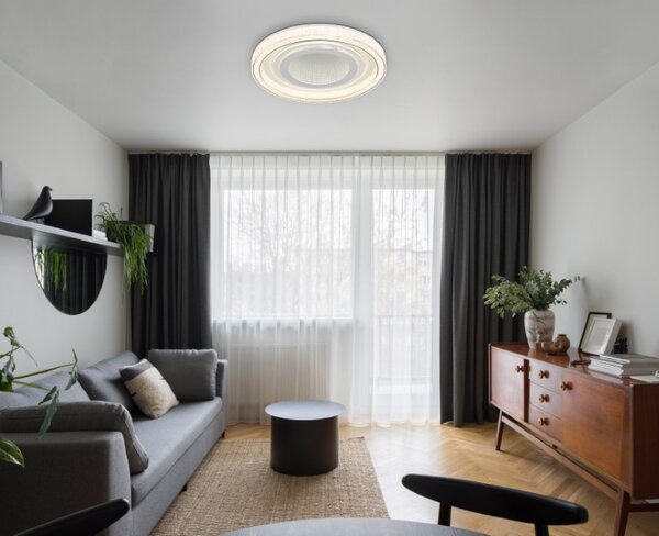 GLOBO 48557-48W ALSUNA stropní svítidlo D480mm LED 48W 6000/2640lm 2700-6000K bílá, křišťálový efekt, dálkový ovladač