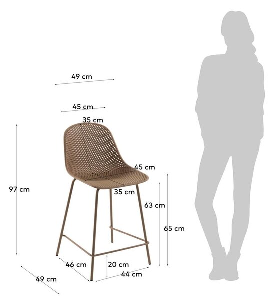 Béžová kovovo-plastová zahradní barová židle Quinby – Kave Home