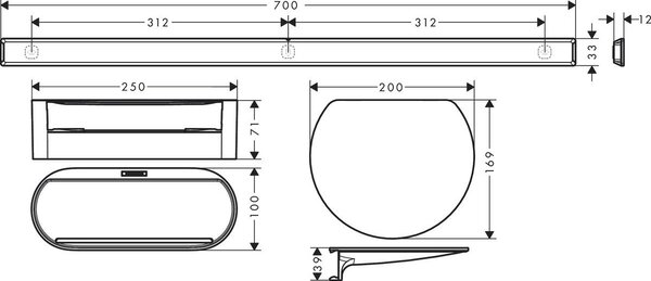 Hansgrohe WallStoris Sada k vaně, matná černá 27966670