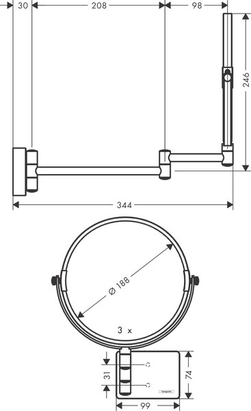 Hansgrohe AddStoris Kosmetické zrcadlo, chrom 41791000