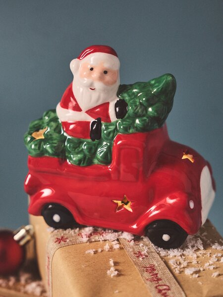 Sinsay - LED dekorace ve tvaru Santa Clause v nákladním autě - červená