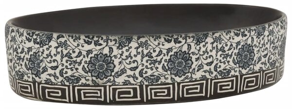 Umyvadlo na desku černé a modré ovál 56,5x36,5x13,5 cm keramika 155114