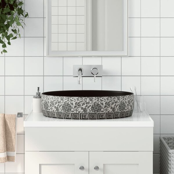 Umyvadlo na desku černé a modré ovál 56,5x36,5x13,5 cm keramika 155114
