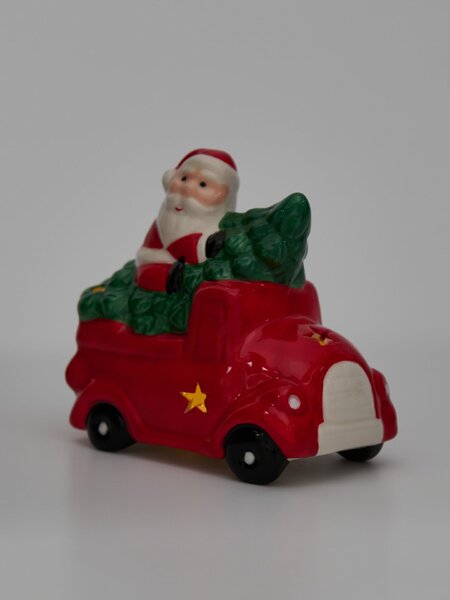 Sinsay - LED dekorace ve tvaru Santa Clause v nákladním autě - červená