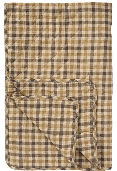 Prošívaný přehoz Brown checkered pattern 130 × 180 cm