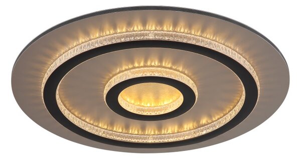 GLOBO 48042-40G JAYDEN stropní svítidlo D450mm LED 40W 4700/1300lm 3000-6500K černá, zlatá, křišťálový efekt, časovač, dálkový ovladač