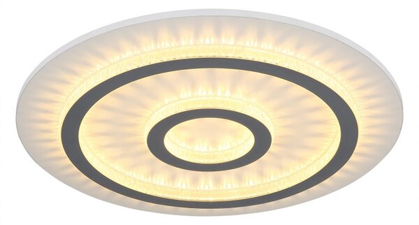 GLOBO 48042-40W JAYDEN stropní svítidlo D450mm LED 40W 4700/1300lm 3000-6500K bílá, šedá, křišťálový efekt, časovač, dálkový ovladač