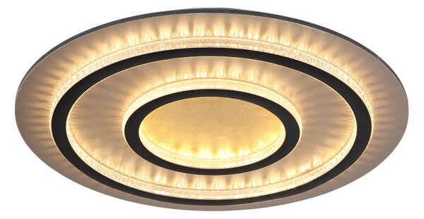 GLOBO 48042-60G JAYDEN stropní svítidlo D550mm LED 60W 9100/2100lm 3000-6500K černá, zlatá, křišťálový efekt, časovač, dálkový ovladač