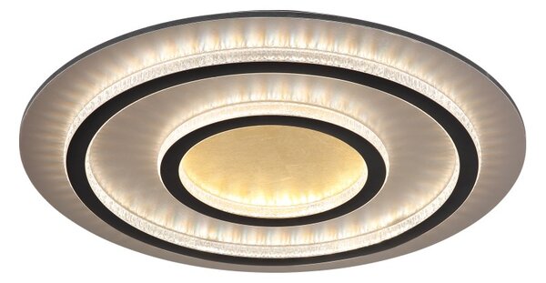 GLOBO 48042-60G JAYDEN stropní svítidlo D550mm LED 60W 9100/2100lm 3000-6500K černá, zlatá, křišťálový efekt, časovač, dálkový ovladač