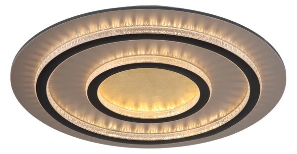GLOBO 48042-60G JAYDEN stropní svítidlo D550mm LED 60W 9100/2100lm 3000-6500K černá, zlatá, křišťálový efekt, časovač, dálkový ovladač