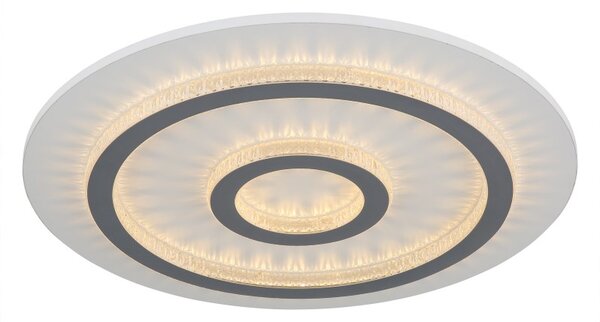 GLOBO 48042-40W JAYDEN stropní svítidlo D450mm LED 40W 4700/1300lm 3000-6500K bílá, šedá, křišťálový efekt, časovač, dálkový ovladač