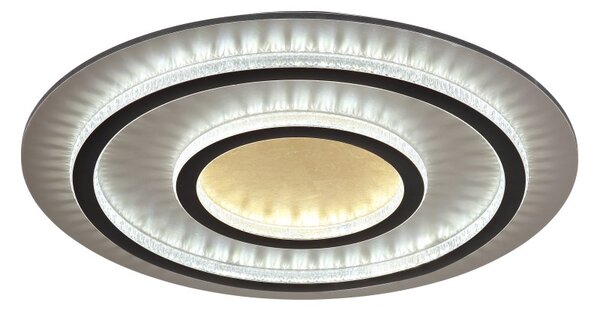 GLOBO 48042-60G JAYDEN stropní svítidlo D550mm LED 60W 9100/2100lm 3000-6500K černá, zlatá, křišťálový efekt, časovač, dálkový ovladač