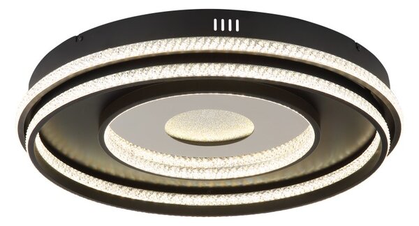 GLOBO 48041H MARSH závěsné svítidlo D600mm LED 54W 6716/2035lm 2700-6500K černá, křišťálový efekt, časovač, dálkový ovladač