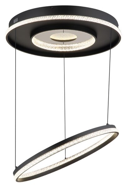 GLOBO 48041H MARSH závěsné svítidlo D600mm LED 54W 6716/2035lm 2700-6500K černá, křišťálový efekt, časovač, dálkový ovladač