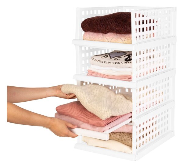Compactor stohovatelný organizér se čtyřmi zásuvkami, maxi 34 x 45 x 18 cm, bílý