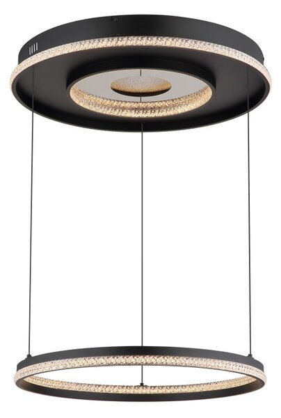 GLOBO 48041H MARSH závěsné svítidlo D600mm LED 54W 6716/2035lm 2700-6500K černá, křišťálový efekt, časovač, dálkový ovladač