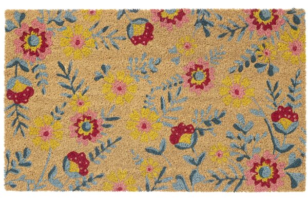 Rohožka z kokosového vlákna Flowers 45 × 75 cm