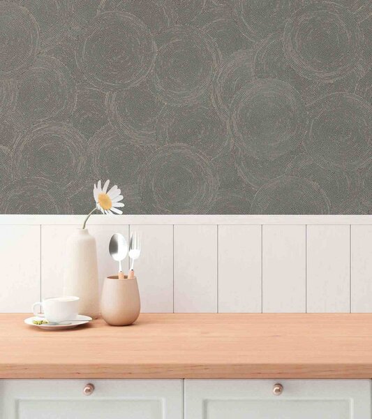 A.S. Création | Vliesová tapeta na zeď Hygge 3 79093-1 | 0,53 x 10,05 m | šedá, bronzová