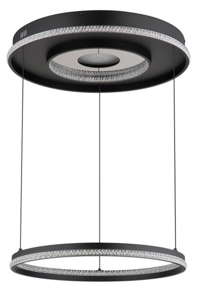 GLOBO 48041H MARSH závěsné svítidlo D600mm LED 54W 6716/2035lm 2700-6500K černá, křišťálový efekt, časovač, dálkový ovladač