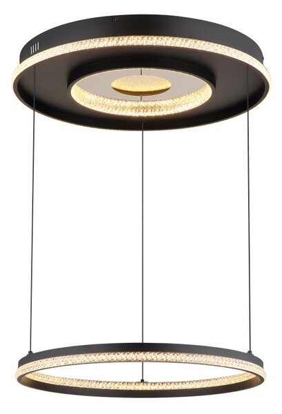 GLOBO 48041H MARSH závěsné svítidlo D600mm LED 54W 6716/2035lm 2700-6500K černá, křišťálový efekt, časovač, dálkový ovladač