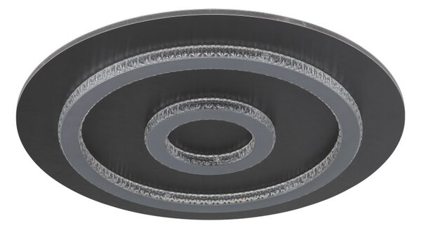 GLOBO 48042-40A JAYDEN stropní svítidlo D450mm LED 40W 4700/1300lm 3000-6500K černá, šedá, křišťálový efekt, časovač, dálkový ovladač