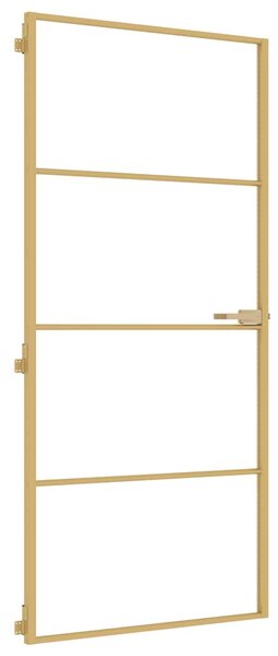Interiérové dveře úzké zlaté 93x201,5 cm tvrzené sklo a hliník 155134