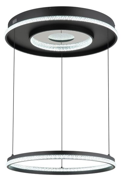 GLOBO 48041H MARSH závěsné svítidlo D600mm LED 54W 6716/2035lm 2700-6500K černá, křišťálový efekt, časovač, dálkový ovladač