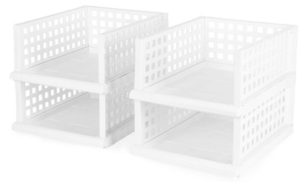 Compactor stohovatelný organizér se čtyřmi zásuvkami, maxi 34 x 45 x 18 cm, bílý