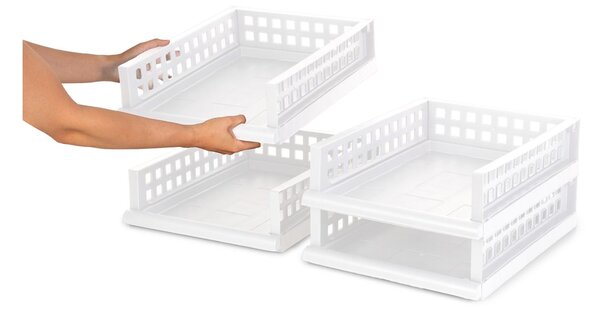 Compactor stohovatelný organizér se čtyřmi zásuvkami, maxi 34 x 45 x 18 cm, bílý