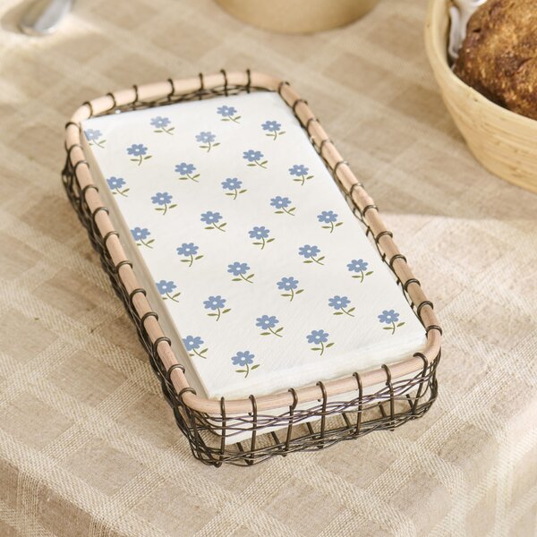 Papírové ubrousky Blue flower / Cream – 16 ks