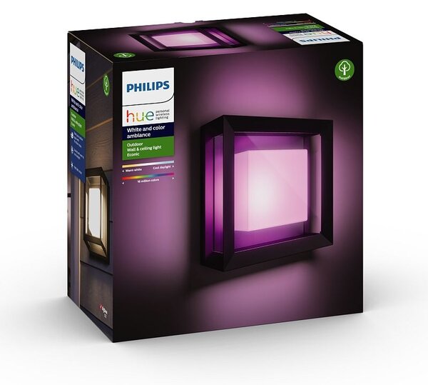Philips HUE 17438/30 / P7 Econic exteriérové ​​nástěnné svítidlo 26x26cm 15W = 1150lm LED IP44 2200-6500K RGB