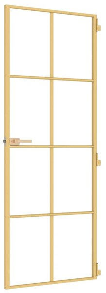 Interiérové dveře úzké zlaté 76x201,5 cm tvrzené sklo a hliník 155140
