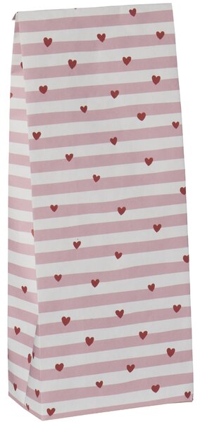 Papírový sáček Red Hearts / Pink stripes 30,5 cm – set 5 ks